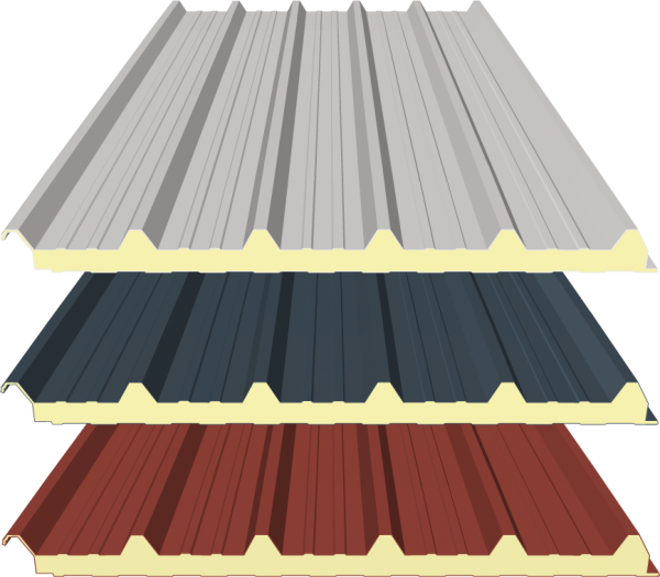 40mm Sandwichplatten Dach - RAL 9002 (Grauweiß), RAL 8012 (Rotbraun) und RAL 7016 (Anthrazitgrau)